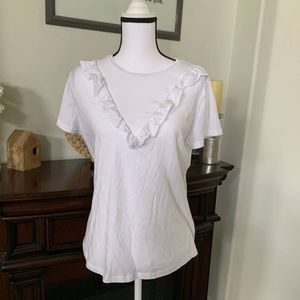 Lauren by Ralph Lauren White Ruffle Blouse Size Large!
